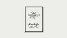 Load image into Gallery viewer, Grey Watercolour Manchester Bee Print Photo With 'We Do Things Differently'