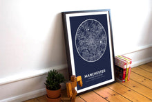 Load image into Gallery viewer, Circular Blue Manchester Road Map Print Photo