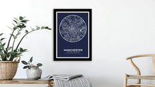 Load image into Gallery viewer, Circular Blue Manchester Road Map Print Photo