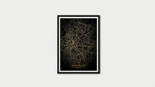 Load image into Gallery viewer, Gold Manchester Road Map Print Photo