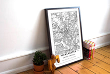 Load image into Gallery viewer, White Manchester Road Map with Coordinates Print Photo