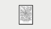 Load image into Gallery viewer, White Manchester Road Map with Coordinates Print Photo