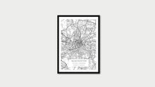 Load image into Gallery viewer, Black and White Manchester Road Map Print Photo