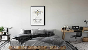 Grey Watercolour Manchester Bee Print Photo With 'We Do Things Differently'