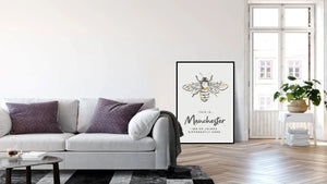 Grey Watercolour Manchester Bee Print Photo With 'We Do Things Differently'