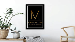 Black & Gold Manchester 'M' and Co Ordinates Print Photo