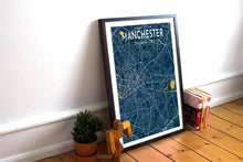 Lade das Bild in den Galerie-Viewer, Blue Manchester Road Map Print Photo
