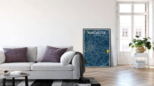 Lade das Bild in den Galerie-Viewer, Blue Manchester Road Map Print Photo
