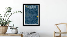 Lade das Bild in den Galerie-Viewer, Blue Manchester Road Map Print Photo
