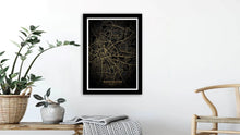 Load image into Gallery viewer, Gold Manchester Road Map Print Photo
