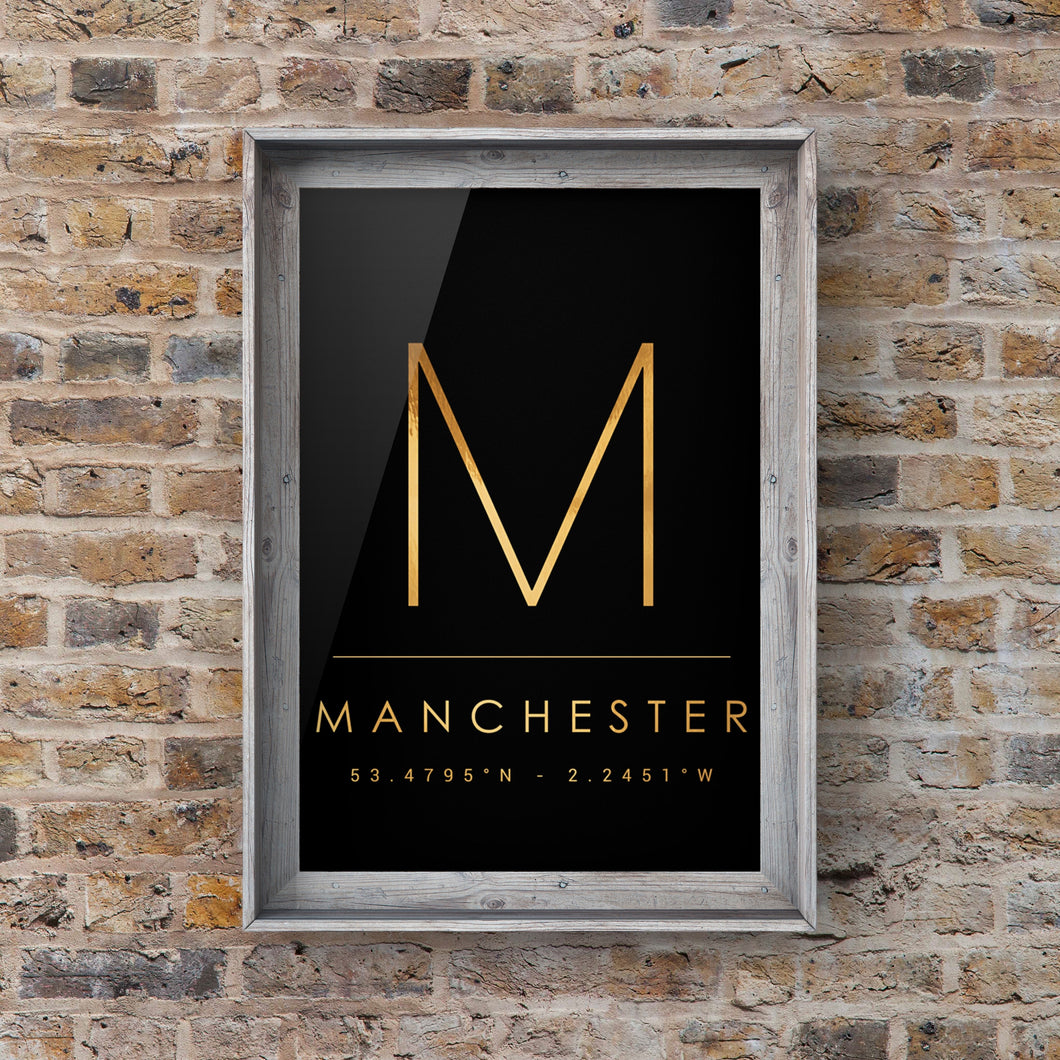 Black & Gold Manchester 'M' and Co Ordinates Print Photo