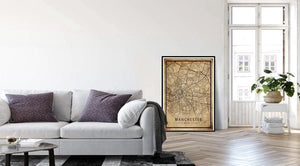 Retro Manchester Road Map Print Photo