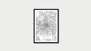 Black and White Manchester Road Map Print Photo